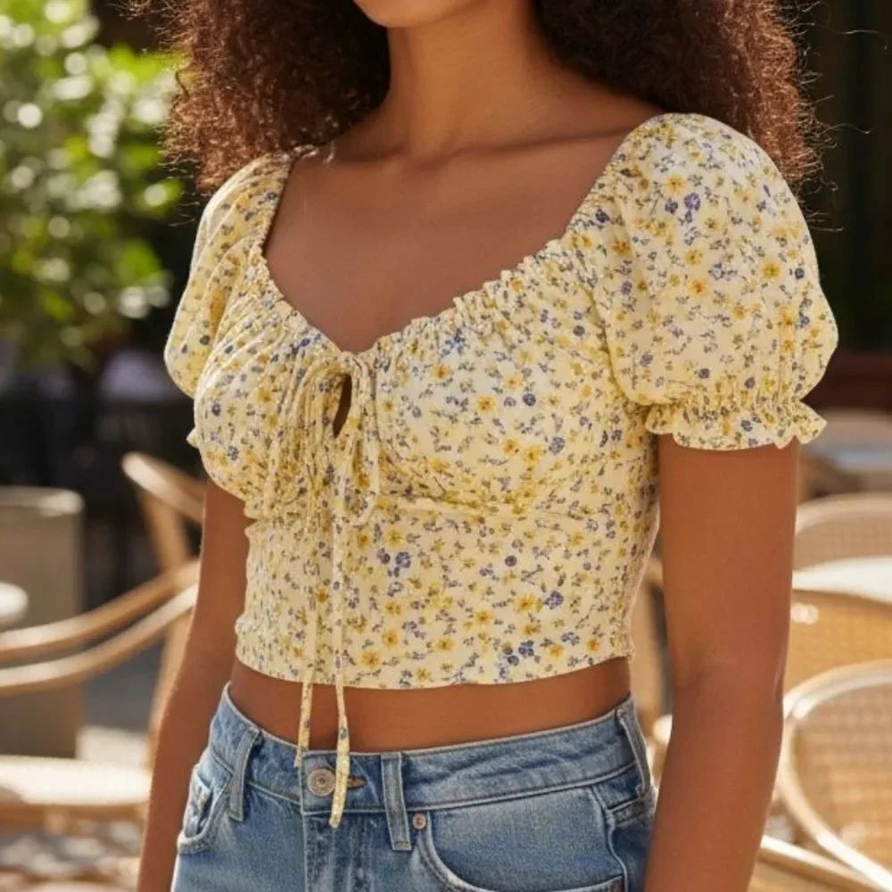 NEW- Love Three Yellow Floral Top